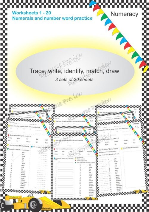 Numeracy Worksheet set 1-20