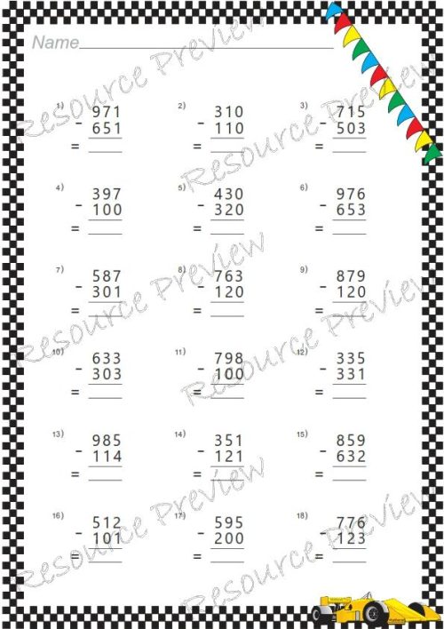 Subtraction algorithm 3 digit (without regrouping) - Image 2