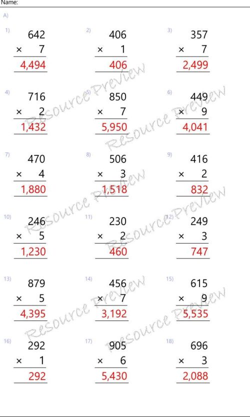 3dig x 1dig regrouping Multiplication - Image 3