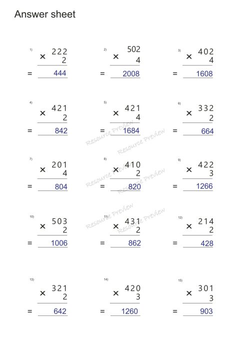3dig x 1dig No regrouping Multiplication - Image 5