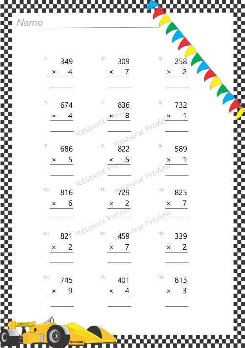 3dig x 1dig regrouping Multiplication - Image 5