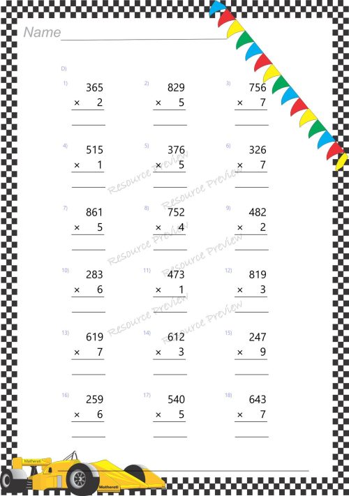 3dig x 1dig regrouping Multiplication - Image 4