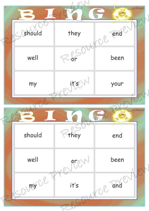Sight word Bingo Pop Lv1-10 - Image 2