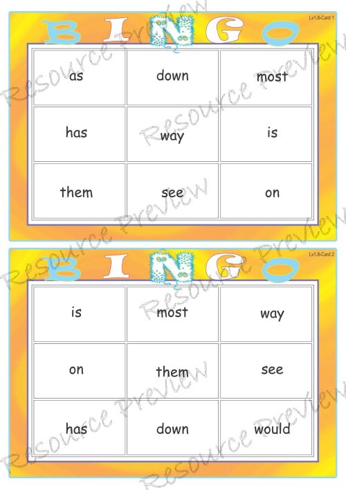 Sightword Bingo Pop Lv1-8 - Image 2