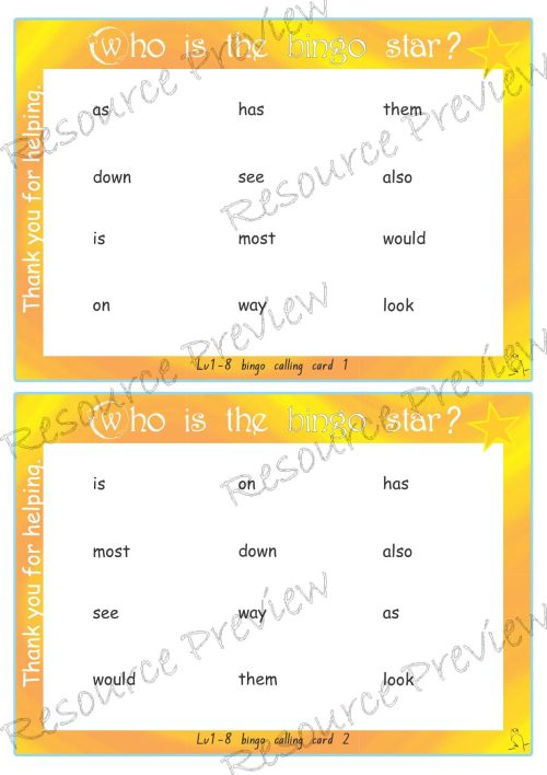 Sight word Bingo Pop Lv1-10 - Image 3
