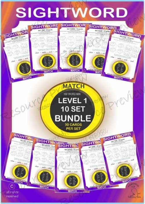 *BUNDLE Sight word Match Lev1