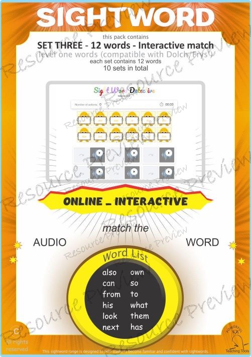 Sightword interactive Level 1-3