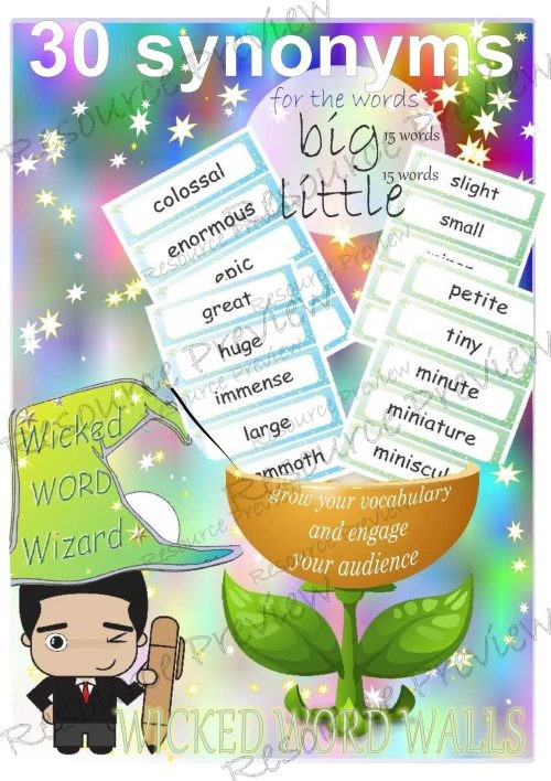 Synonyms for big little 30 words