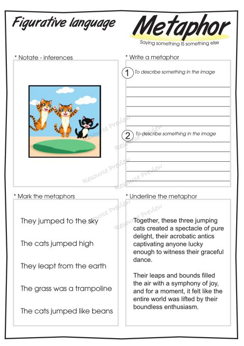 Metaphor worksheet x 6 - Image 2