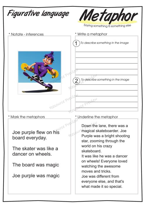 Metaphor worksheet x 6 - Image 3