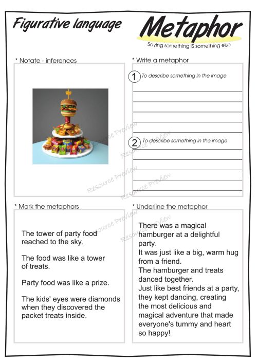 Metaphor worksheet x 6 - Image 4