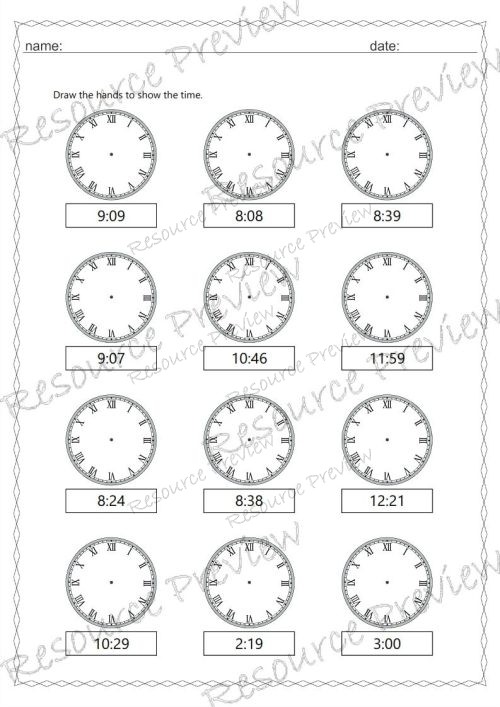 Roman numeral clock 1 min interval