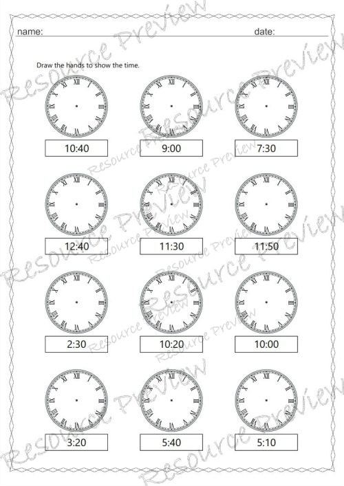 Roman numeral clock 10 min interval