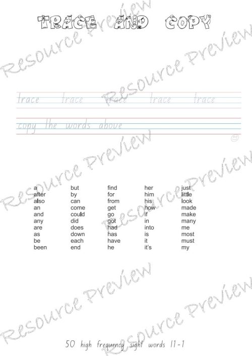Sightword practice booklet Lv1-1-50words - Image 2