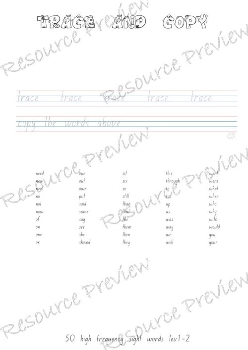 Sightword practice booklet Lv1-2-50words - Image 2