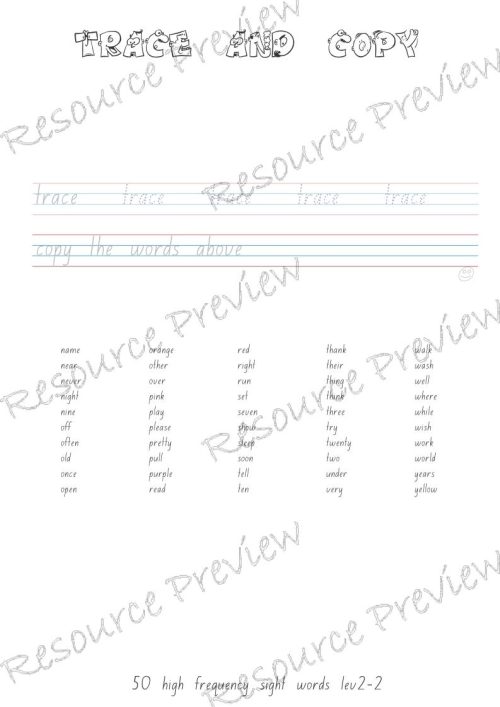 Sightword practice booklet Lv2-2-50words - Image 2