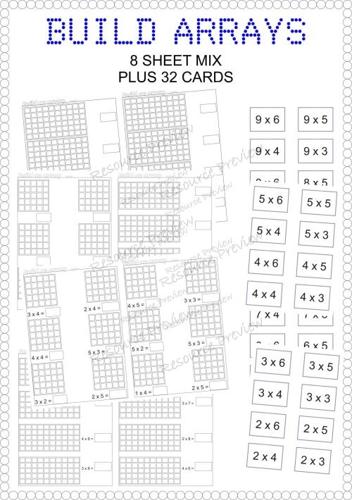 Array build-it worksheets