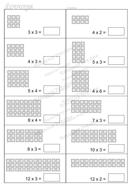 Array worksheets