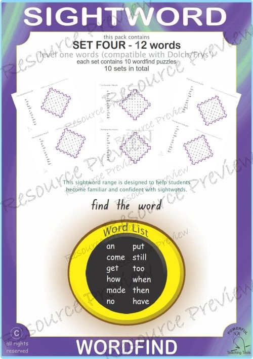 Sight word Word Find Lv1-4