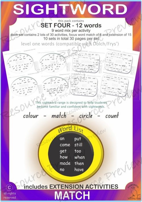 Sightword Match Lv1-4