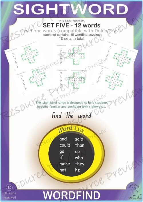 Sight word Word Find Lv1-5