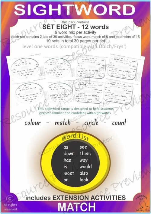 Sightword Match Lv1-8