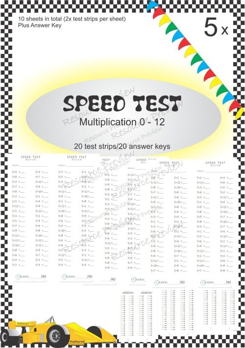 Number Facts Speed Tests Multiplication 5x