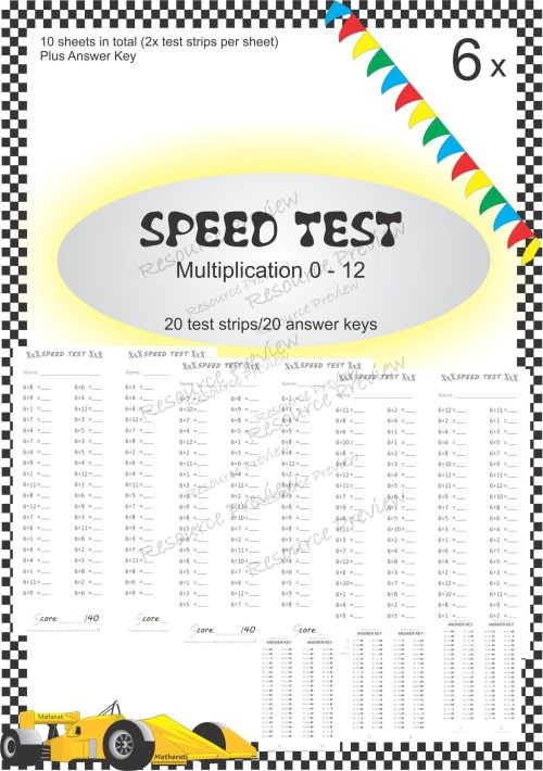 Number Facts Speed Tests Multiplication 6x