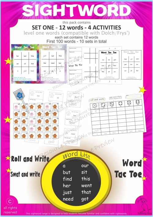 Sight word activities Lv1-1