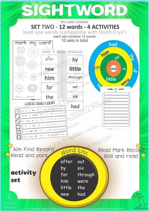 Sight word activities Lv1-2