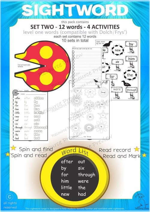 Sight word activities Lv1-2