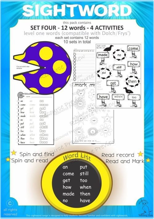 Sight word activities Lv1-4