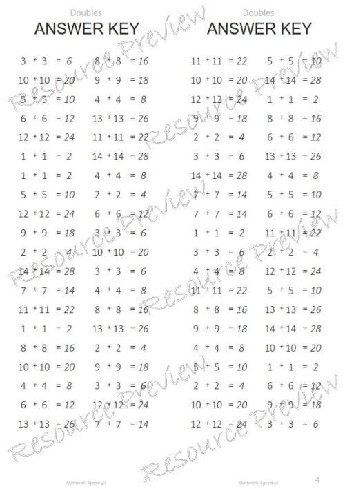 Number Facts Speed Tests: Doubles to 14 (addition) - Image 2