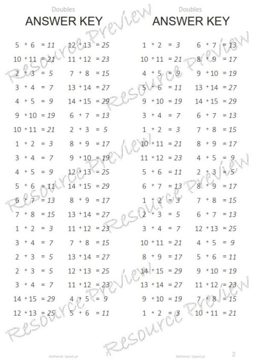 Number Facts Speed Tests: Doubles+1 to 14 (addition) - Image 3