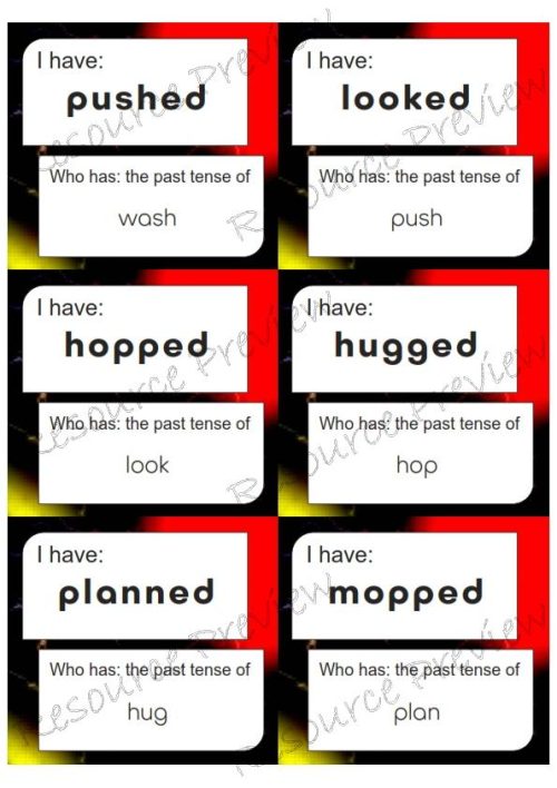 Regular Verb past tense cards I have Who has - Image 4