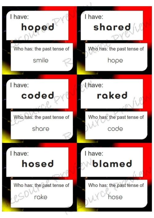 Regular Verb past tense cards I have Who has - Image 6
