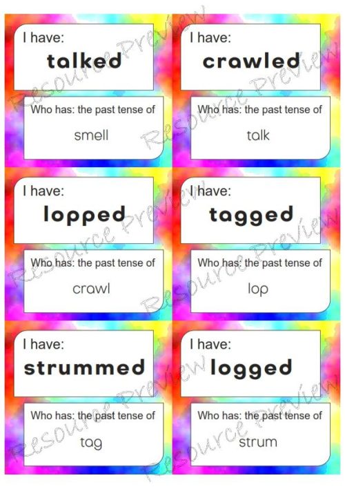 Regular Verb past tense cards I have Who has - Image 4