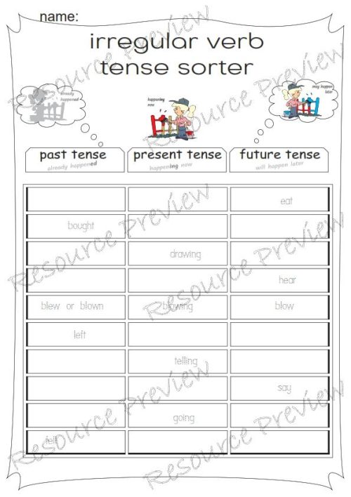 Irregular Verb simple tense sorter - Image 3