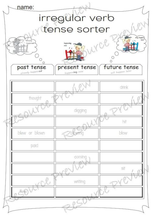 Irregular Verb simple tense sorter - Image 5