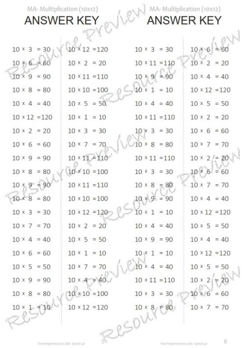 Number Facts Speed Tests Multiplication 10x plus extension (x10, x100, missing addends) PACK - Image 5