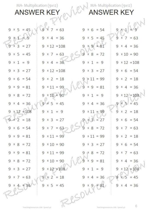 Number Facts Speed Tests Multiplication 9x plus extension (x10, x100, missing addends) PACK - Image 5