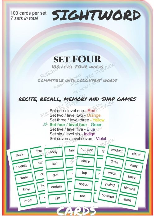 Sightword flashcards Lev 4