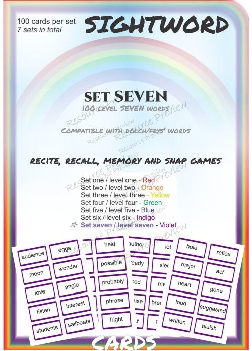 Sightword flashcards Lev 7