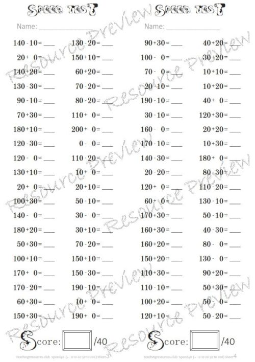 Number Facts Speed Tests: Count on/back 0-3 to multiples of 10 - Image 2