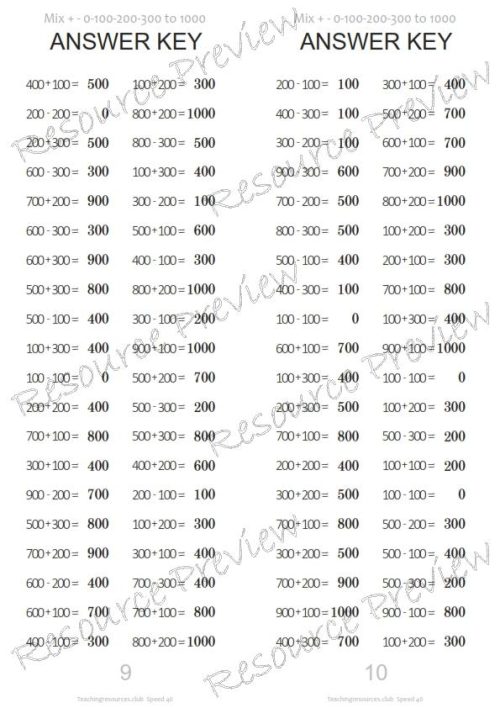 Number Facts Speed Tests: Count on/back 0-3 to multiples of 1000 - Image 2