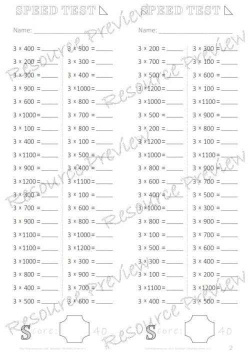 Speed Test Multiplication 3 x 100s - Image 3