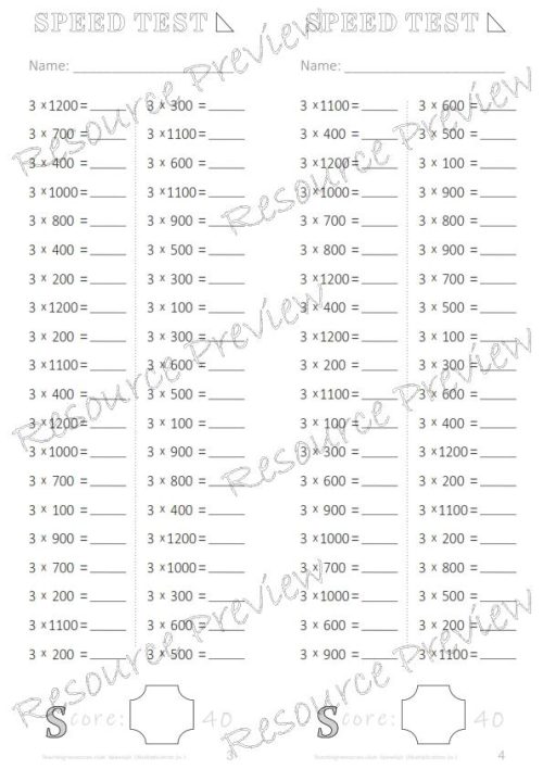 Speed Test Multiplication 3 x 100s - Image 2