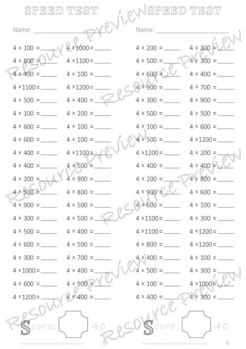 Speed Test Multiplication 4 x 100s - Image 2