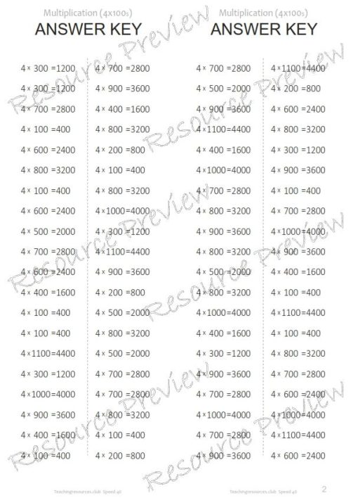 Speed Test Multiplication 4 x 100s - Image 3