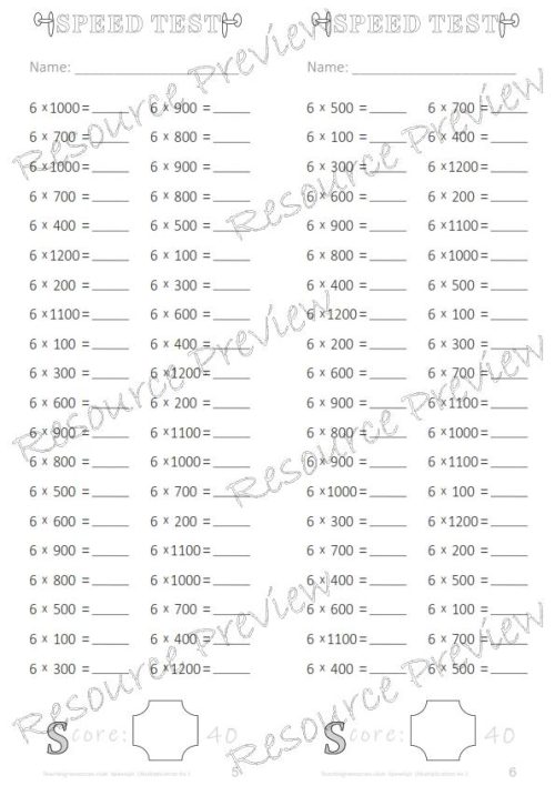 Speed Test Multiplication 6 x 100s - Image 2